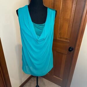 East Adeline Teal Green Drape Tank Top 1X NWT